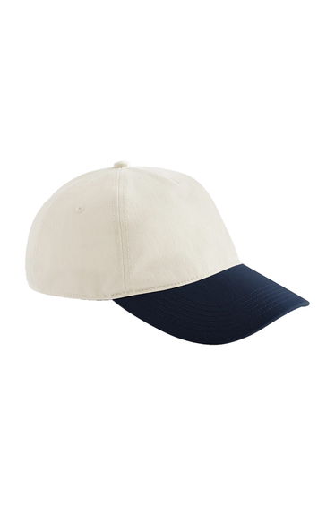 Beechfield Leisure Contrast Peak Baseball Cap - Natural/French Navy