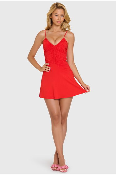 Modal Mini Dress in Cherry