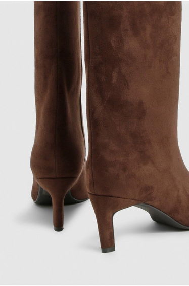 Calf High Mid Heel Stiletto Boots - brown product thumbnail 4