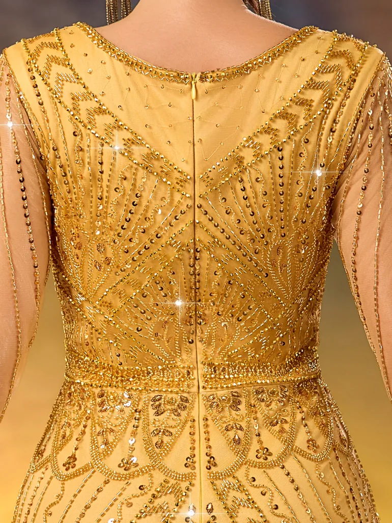 Modecrush Golden Sequin Mermaid Gown Leely Gold : Evening Dresses :  VogaCloset Oman