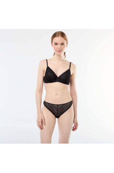 Sheer lace bra BLACK