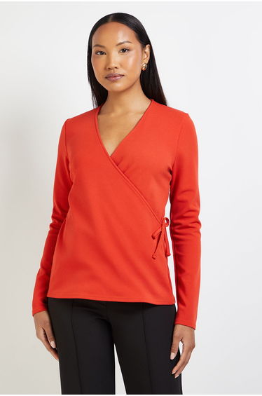 Draw Chord Detail V Neck Jersey Top