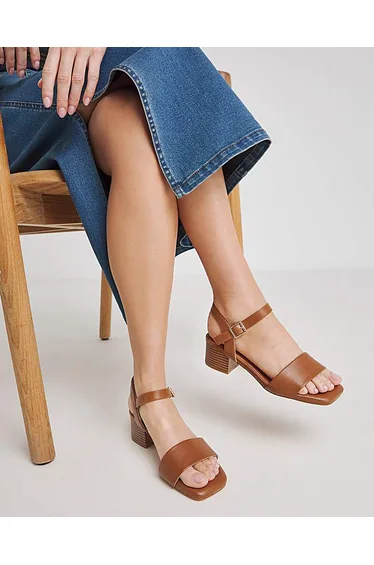 Low Block Heel Barely There Sandal Wide