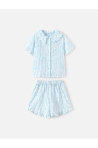 Girls' Striped Shirt And Shorts Set