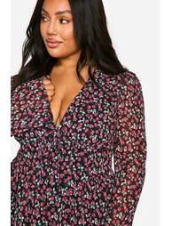 Plus Woven Floral Milkmaid Skater Dress - black - 3