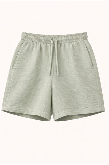 Mixray High-Waisted Textured Cotton Shorts