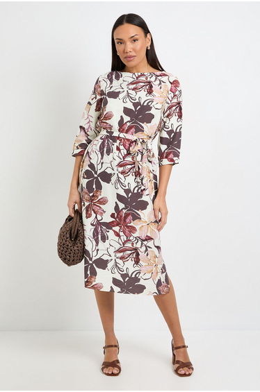 Floral Belted Midi Dress