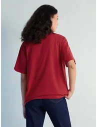 Red Stud Detailed Oversized T-Shirt - 3