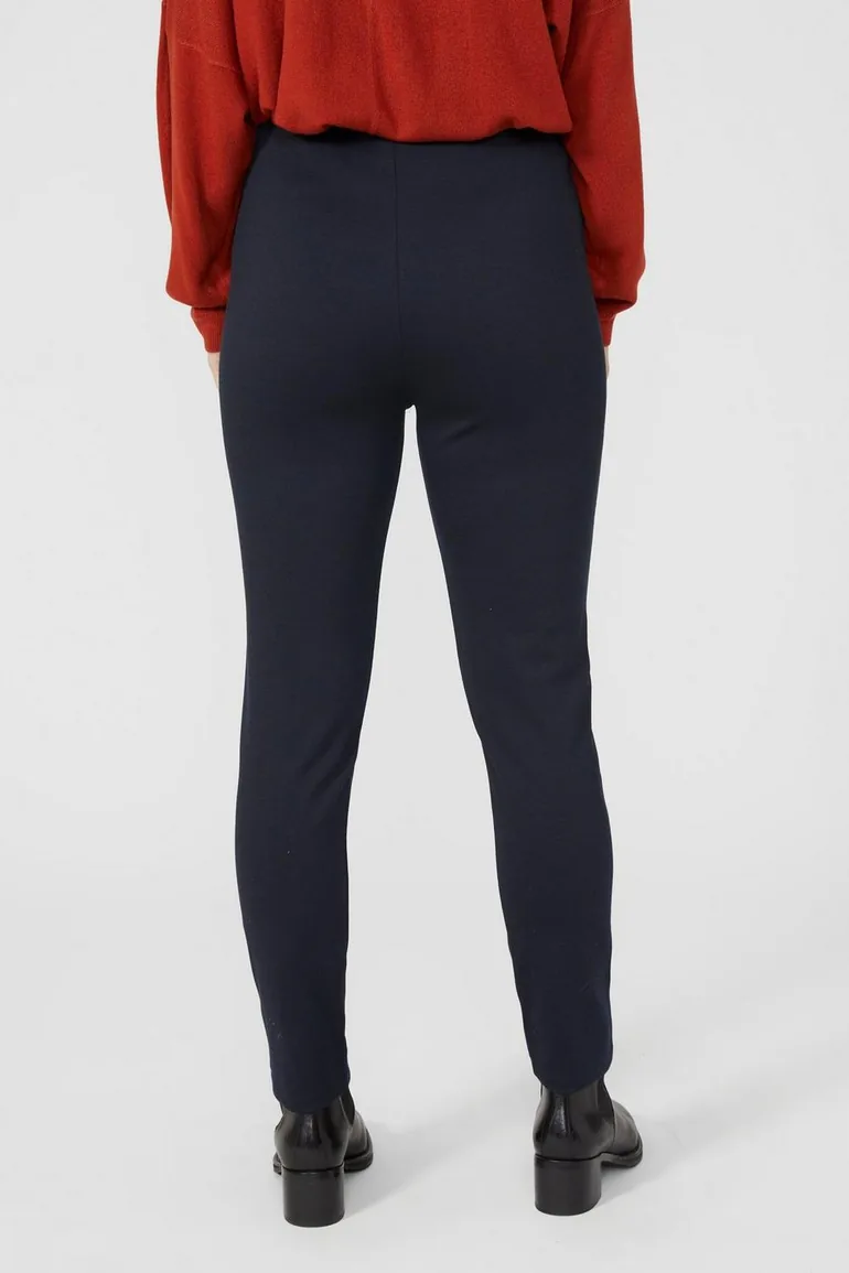 Button Front Ponte Trouser - navy - 3