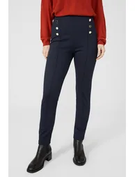 Button Front Ponte Trouser - navy - 1