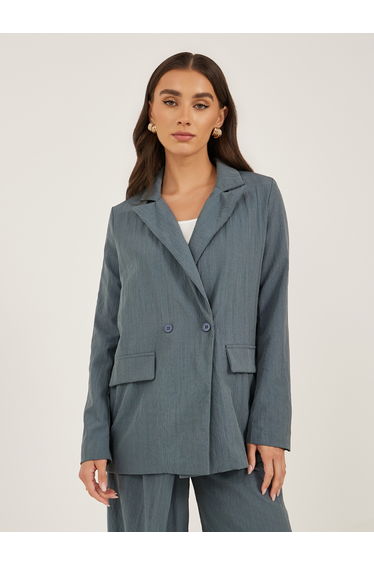 Notch Lapel Oversized Regular Length Double Breasted Blazer