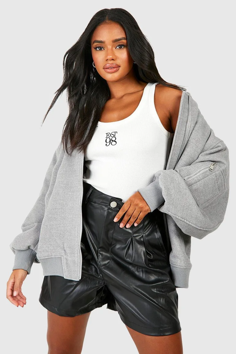 Faux Leather High Waisted Shorts - black