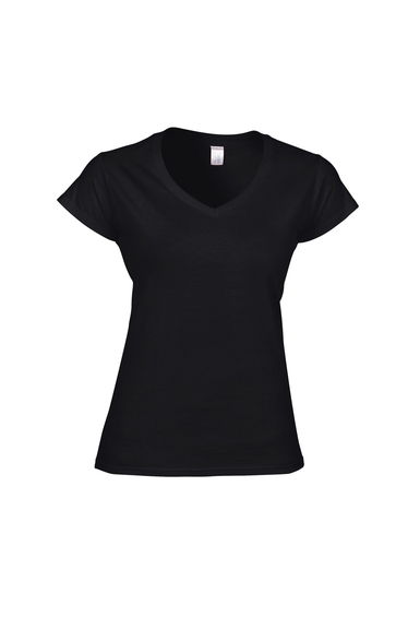 Gildan Womens/Ladies Soft Style V Neck T-Shirt - Black