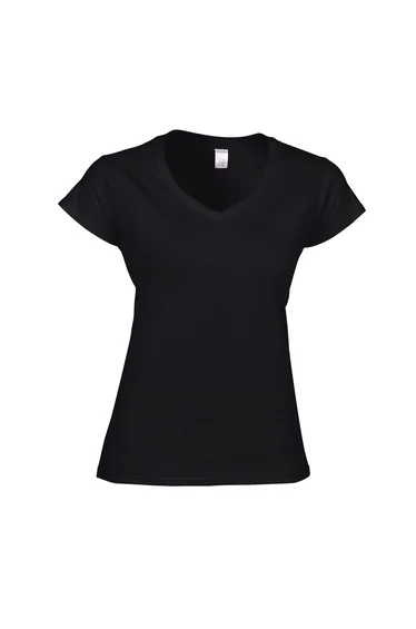 Gildan Womens/Ladies Soft Style V Neck T-Shirt - Black