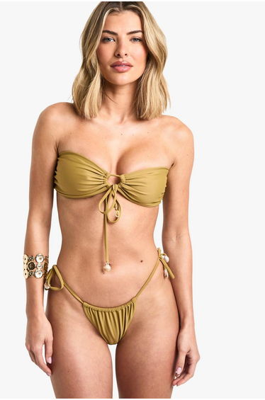 Shell Trim Knot Bandeau Bikini Top