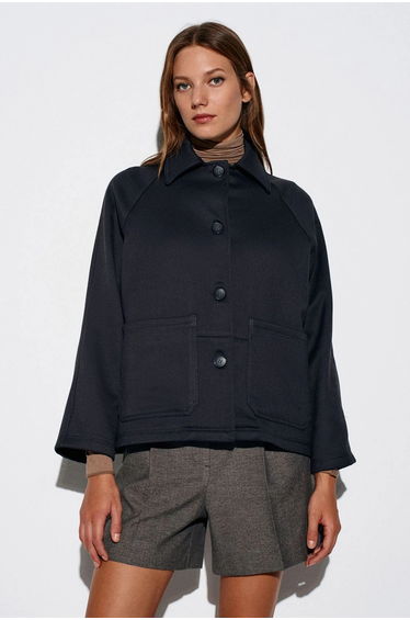 Dilvin Oversized Plush Woven Button Jacket