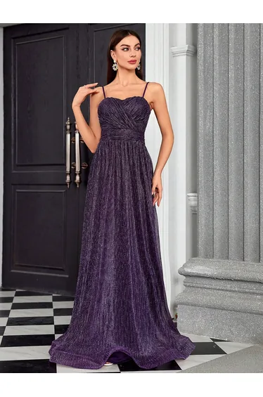 Leely Elegant Spaghetti Straps Sleeveless A-line Party Dress