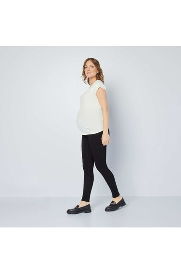 Maternity jeggings with support panel BLACK
