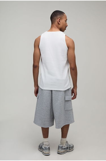 Basic Regular Fit Waffle Vest - white