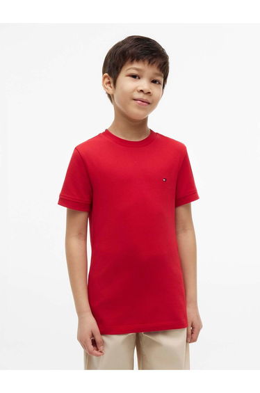 Tape Detail Pique Top Ss Red