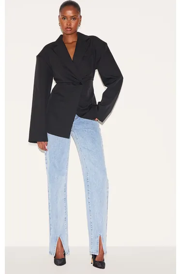 Black Tailored Cinched Waist Blazer