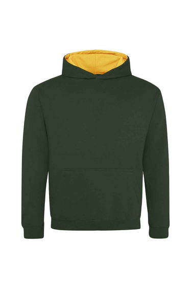 Awdis Childrens/Kids Varsity Hoodie - Forest Green/Gold