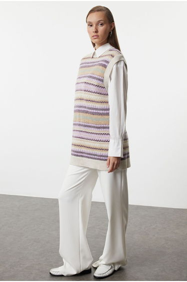 Lilac Patterned Knitwear Sweater