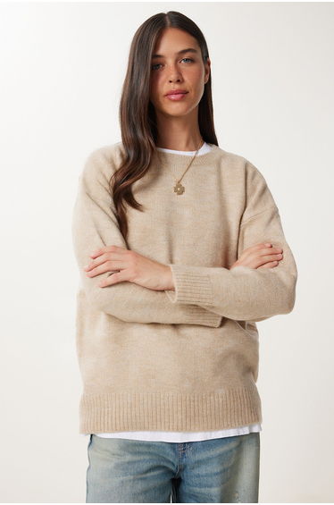 Women's Vivid Cream Oversize Knitwear Sweater