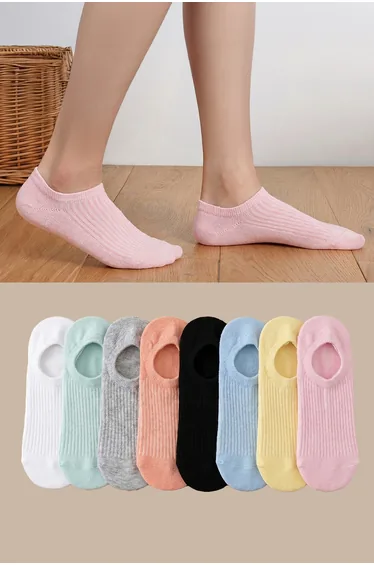 Multi-Colored 8-Piece Plain Jacquard Knitted Socks