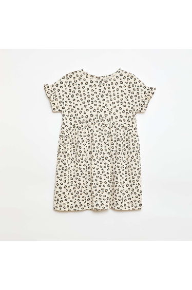Leopard print T-shirt dress BEIGE