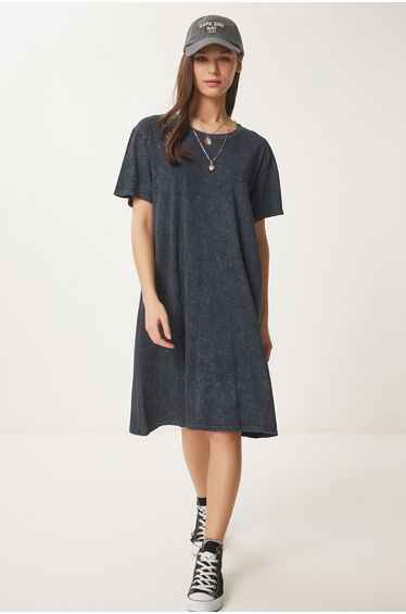 Women's Anthracite Washed Summer Knitted Dress