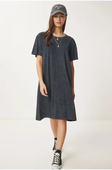 Women's Anthracite Washed Summer Knitted Dress