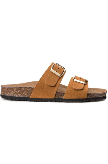 Suede Double Buckle Mules