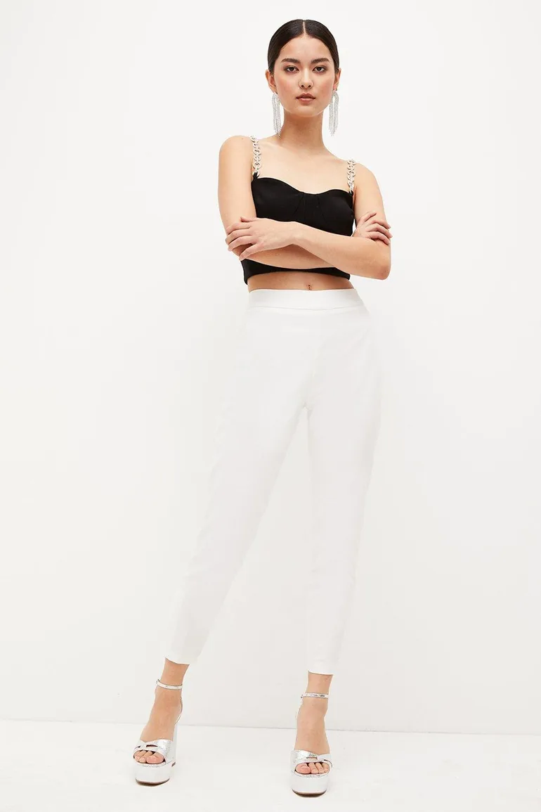 Petite Essential Techno Woven Crop Trouser