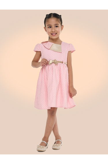 Girls Embellished Festive Dress with Bow Belt