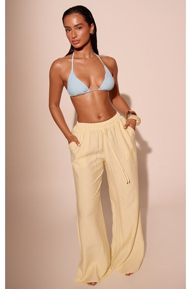 Lemon Linen Look Drawstring Beach Trousers