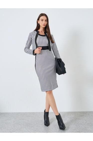 Houndstooth Dress and Blazer Set Co-Ords