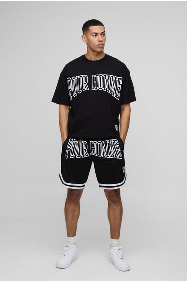 Oversized Boxy Homme Basketball Short Set