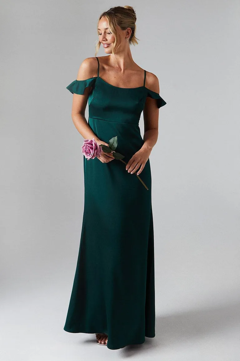 Shop Cold Shoulder Satin Bridesmaids Dress Online in Iraq Shop Cold Shoulder Satin Bridesmaids Dress Online in Iraq