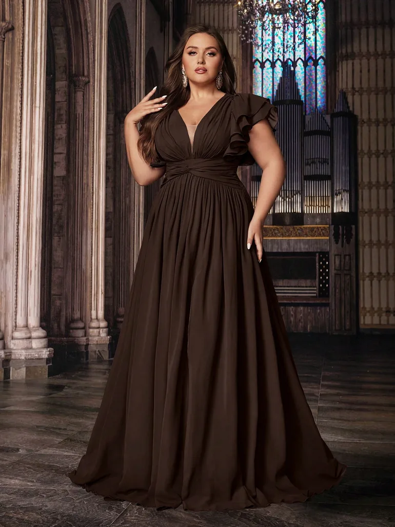 plus size brown skater dress Brown Square Collar Skater Sandy Plus Size Dress Trendyol Curve Brown : Dresses : VogaCloset Oman