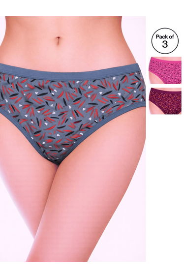 Pack of 3 - Printed Mid Rise Briefs