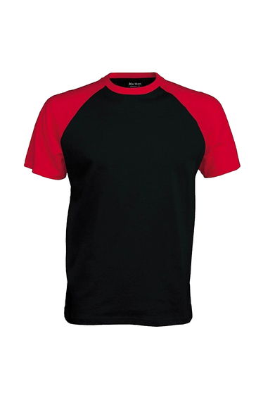 Kariban Mens Short Sleeve Baseball T-Shirt - Black/Red