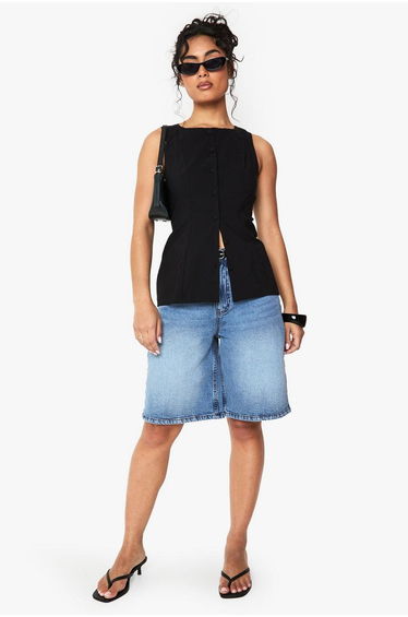Bengaline button through longline waistcoat