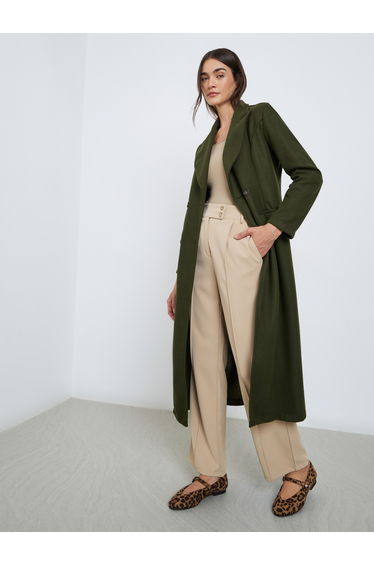 Olive Buttoned Midi Coat