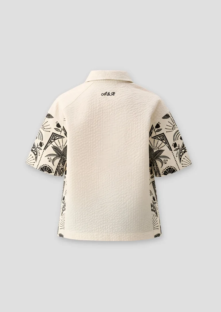 Regan Cut And Sew Stripe Palm Shirt - 1