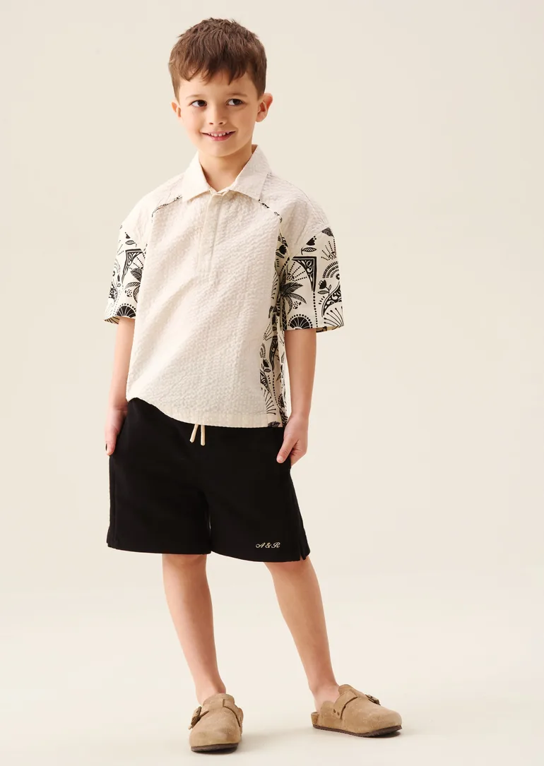 Regan Cut And Sew Stripe Palm Shirt