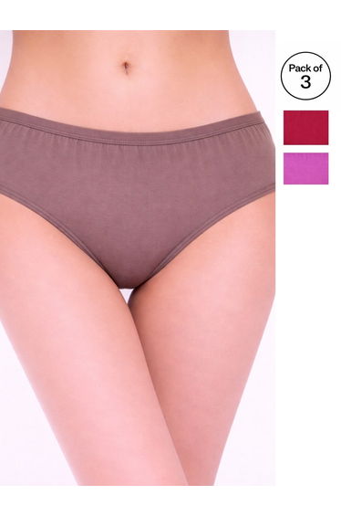 Pack of 3 - Solid Mid Rise Briefs