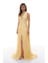 Uranie Yellow Gathered Maxi Dress Miss Rosier : Premium Dresses