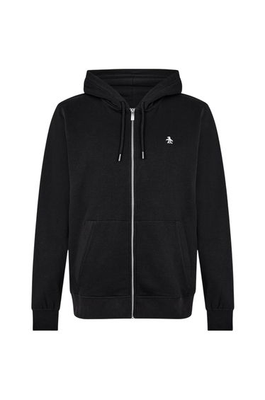 Original Penguin Mens Cotton Long-Sleeved Full Zip Hoodie - True Black