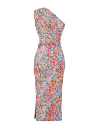 Multicolor Fitted One-Shoulder Asymmetric Gathered Detailed Knitted Midaxi Dress - 5